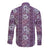 Hawaii Vintage Violet Hibiscus Tapa Pattern Long Sleeve Button Shirt