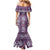 Hawaii Vintage Violet Hibiscus Tapa Pattern Mermaid Dress