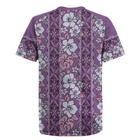 Hawaii Vintage Violet Hibiscus Tapa Pattern Rugby Jersey