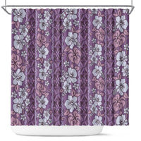 Hawaii Vintage Violet Hibiscus Tapa Pattern Shower Curtain LT05 Violet - Polynesian Pride