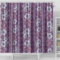 Hawaii Vintage Violet Hibiscus Tapa Pattern Shower Curtain LT05 - Polynesian Pride