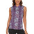 Hawaii Vintage Violet Hibiscus Tapa Pattern Women Sleeveless Polo Shirt