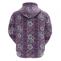 Hawaii Vintage Violet Hibiscus Tapa Pattern Zip Hoodie LT05 - Polynesian Pride