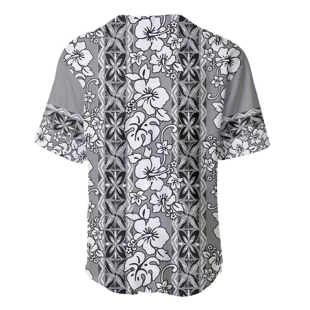 Hawaii Vintage Gray Hibiscus Tapa Pattern Baseball Jersey LT05 - Polynesian Pride