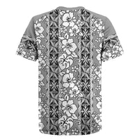 Hawaii Vintage Gray Hibiscus Tapa Pattern Rugby Jersey LT05 - Polynesian Pride