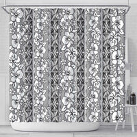 Hawaii Vintage Gray Hibiscus Tapa Pattern Shower Curtain LT05 - Polynesian Pride