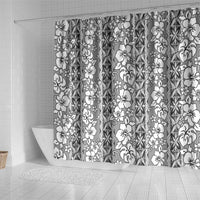 Hawaii Vintage Gray Hibiscus Tapa Pattern Shower Curtain LT05 - Polynesian Pride