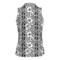 Hawaii Vintage Gray Hibiscus Tapa Pattern Women Sleeveless Polo Shirt LT05 - Polynesian Pride