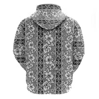 Hawaii Vintage Gray Hibiscus Tapa Pattern Zip Hoodie LT05 - Polynesian Pride