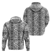 Hawaii Vintage Gray Hibiscus Tapa Pattern Zip Hoodie LT05 - Polynesian Pride