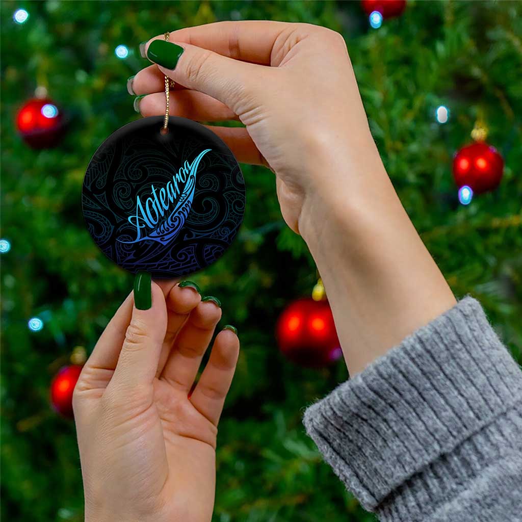Aotearoa New Zealand Ceramic Ornament Koru Fern Blue Gradient LT05 - Polynesian Pride