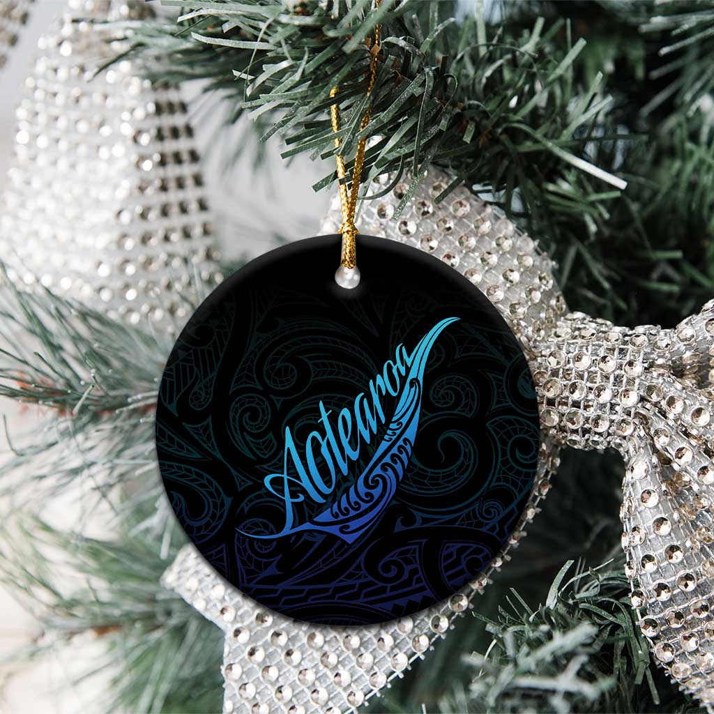 Aotearoa New Zealand Ceramic Ornament Koru Fern Blue Gradient LT05 - Polynesian Pride