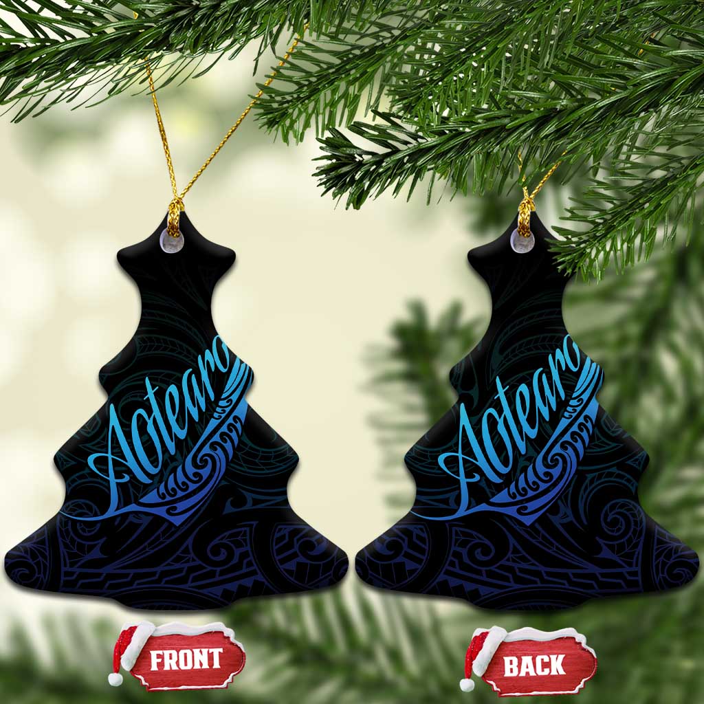 Aotearoa New Zealand Ceramic Ornament Koru Fern Blue Gradient LT05 Christmas Tree Blue - Polynesian Pride