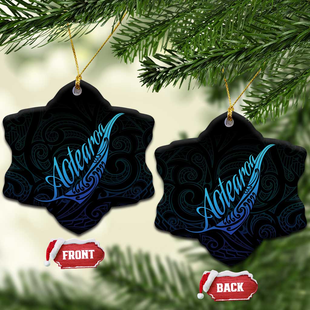 Aotearoa New Zealand Ceramic Ornament Koru Fern Blue Gradient LT05 Snow Flake Blue - Polynesian Pride