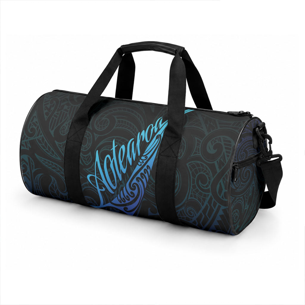 Aotearoa New Zealand Duffle Bag Koru Fern Blue Gradient