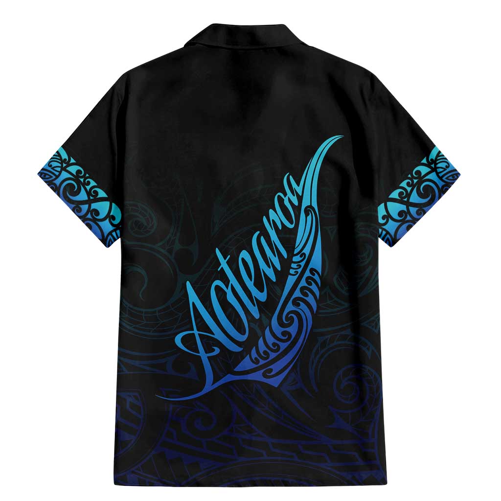 Aotearoa New Zealand Family Matching Mermaid Dress and Hawaiian Shirt Koru Fern Blue Gradient