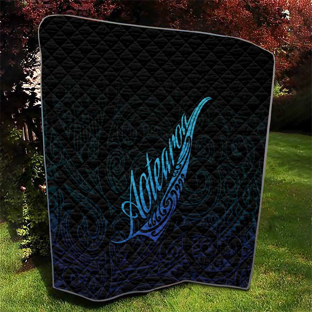 Aotearoa New Zealand Quilt Koru Fern Blue Gradient LT05 - Polynesian Pride