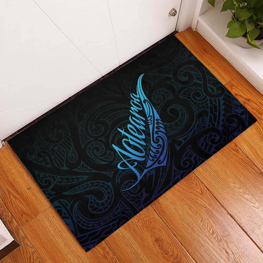 Aotearoa New Zealand Rubber Doormat Koru Fern Blue Gradient