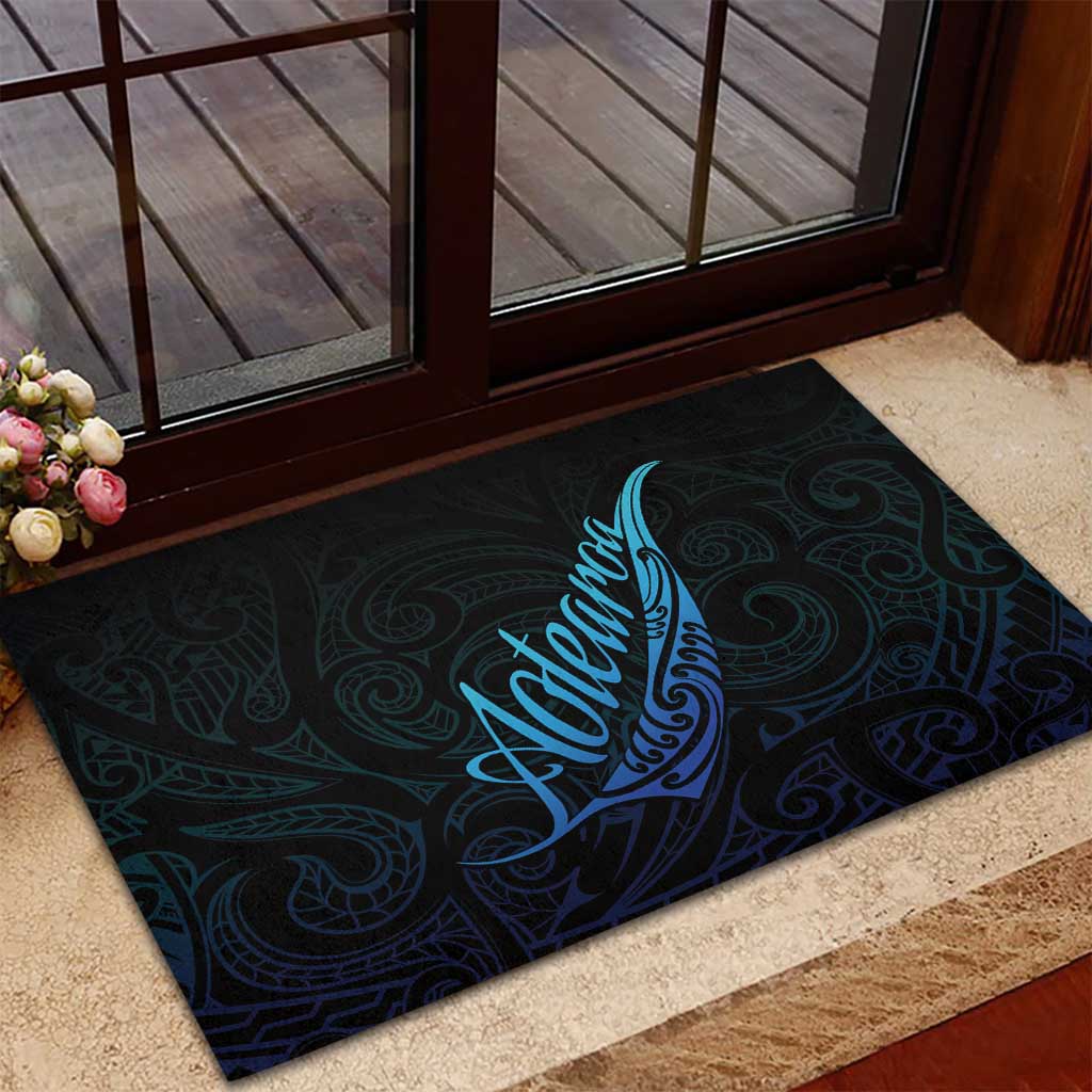 Aotearoa New Zealand Rubber Doormat Koru Fern Blue Gradient