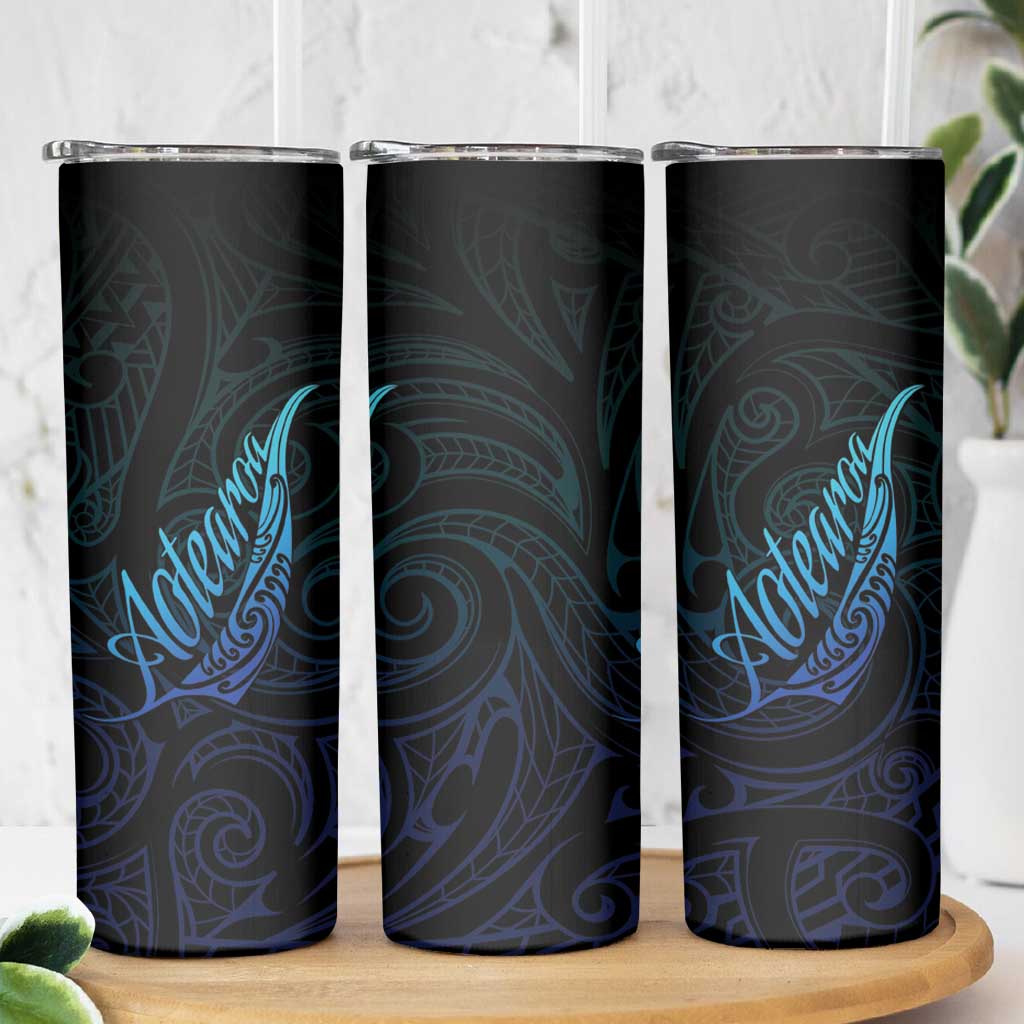 Aotearoa New Zealand Skinny Tumbler Koru Fern Blue Gradient LT05 - Polynesian Pride
