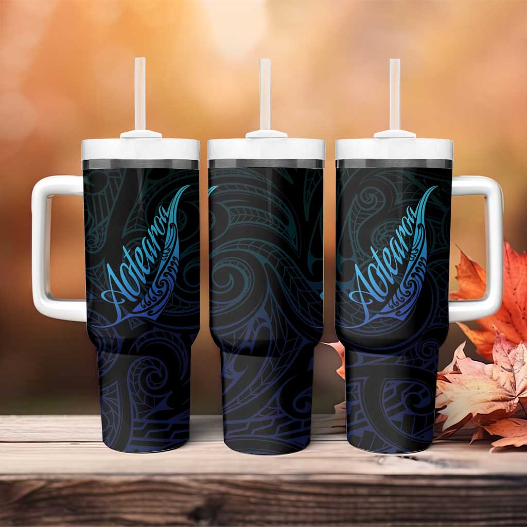 Aotearoa New Zealand Tumbler With Handle Koru Fern Blue Gradient
