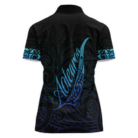 Aotearoa New Zealand Women Polo Shirt Koru Fern Blue Gradient