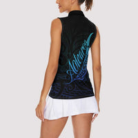 Aotearoa New Zealand Women Sleeveless Polo Shirt Koru Fern Blue Gradient LT05 - Polynesian Pride