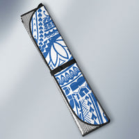 Hawaii Discoverers Day Auto Sun Shade Polynesian Fish Hook With Hibiscus Blue