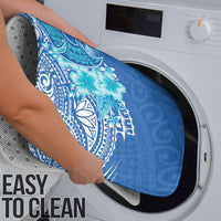 Hawaii Discoverers Day Bathroom Set Polynesian Fish Hook With Hibiscus Blue