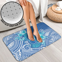 Hawaii Discoverers Day Bathroom Set Polynesian Fish Hook With Hibiscus Blue