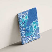 Hawaii Discoverers Day Canvas Wall Art Polynesian Fish Hook With Hibiscus Blue