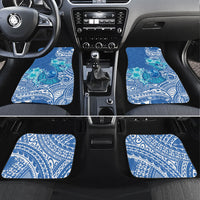 Hawaii Discoverers Day Car Mats Polynesian Fish Hook With Hibiscus Blue