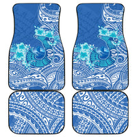 Hawaii Discoverers Day Car Mats Polynesian Fish Hook With Hibiscus Blue