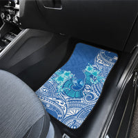 Hawaii Discoverers Day Car Mats Polynesian Fish Hook With Hibiscus Blue