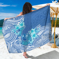 Hawaii Discoverers Day Sarong Polynesian Fish Hook With Hibiscus Blue