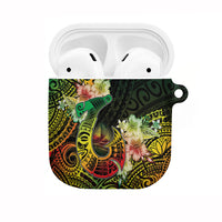 Hawaii Discoverers Day AirPods Case Polynesian Fish Hook With Hibiscus Reggae