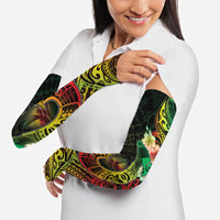 Hawaii Discoverers Day Arm Sleeves Polynesian Fish Hook With Hibiscus Reggae