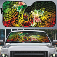 Hawaii Discoverers Day Auto Sun Shade Polynesian Fish Hook With Hibiscus Reggae