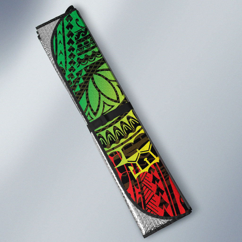 Hawaii Discoverers Day Auto Sun Shade Polynesian Fish Hook With Hibiscus Reggae