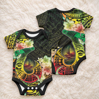 Hawaii Discoverers Day Baby Onesie Polynesian Fish Hook With Hibiscus Reggae