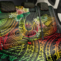 Hawaii Discoverers Day Back Car Seat Cover Polynesian Fish Hook With Hibiscus Reggae