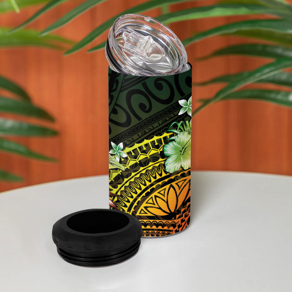 Hawaii Discoverers Day 4 in 1 Can Cooler Tumbler Polynesian Fish Hook With Hibiscus Reggae