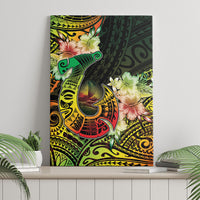 Hawaii Discoverers Day Canvas Wall Art Polynesian Fish Hook With Hibiscus Reggae