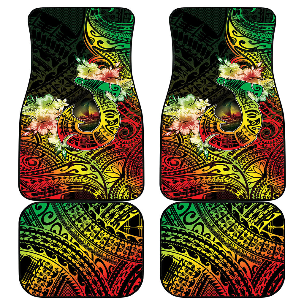 Hawaii Discoverers Day Car Mats Polynesian Fish Hook With Hibiscus Reggae