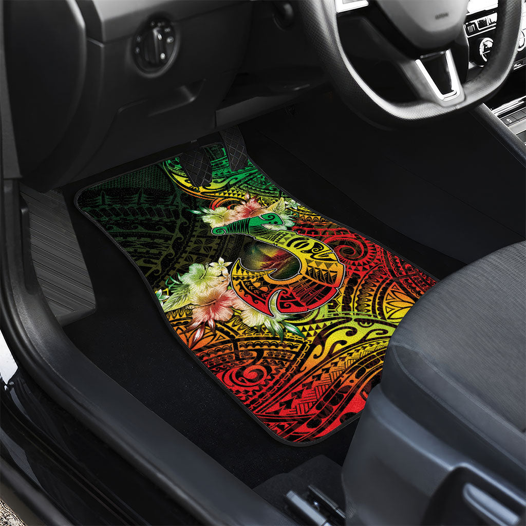 Hawaii Discoverers Day Car Mats Polynesian Fish Hook With Hibiscus Reggae