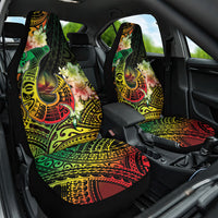 Hawaii Discoverers Day Car Seat Cover Polynesian Fish Hook With Hibiscus Reggae