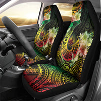 Hawaii Discoverers Day Car Seat Cover Polynesian Fish Hook With Hibiscus Reggae