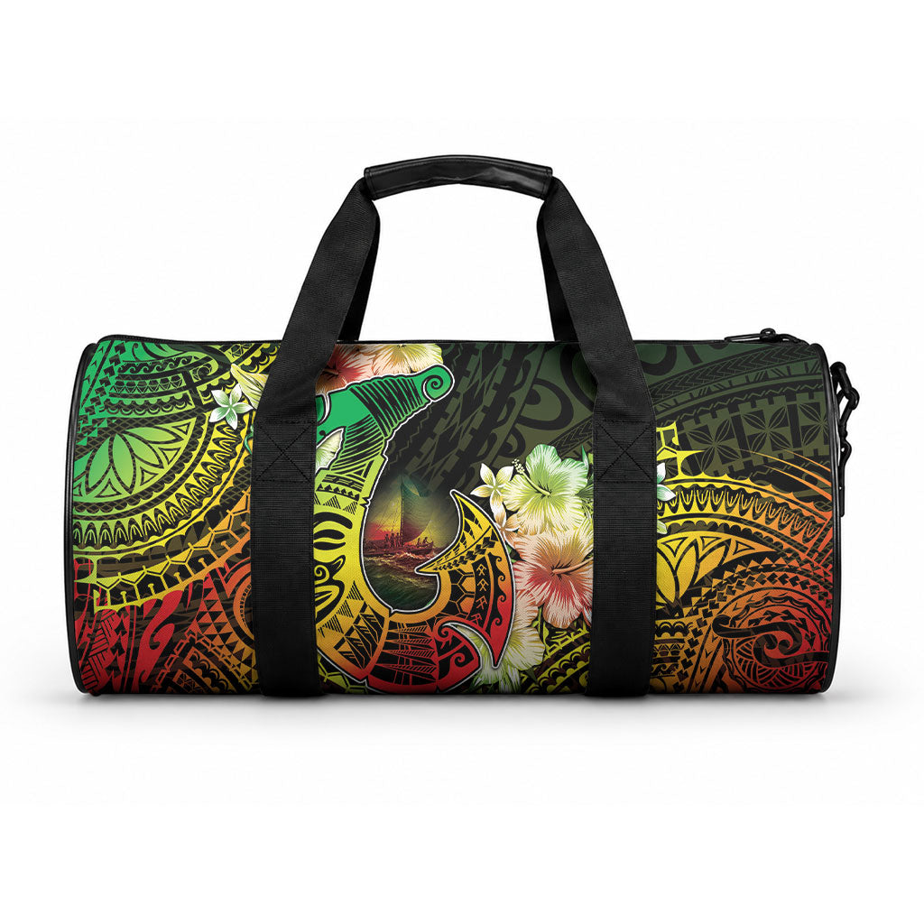 Hawaii Discoverers Day Duffle Bag Polynesian Fish Hook With Hibiscus Reggae LT05 One size Reggae - Polynesian Pride