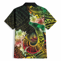 Hawaii Discoverers Day Hawaiian Shirt Polynesian Fish Hook With Hibiscus Reggae