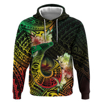 Hawaii Discoverers Day Hoodie Polynesian Fish Hook With Hibiscus Reggae